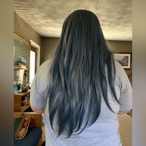 Smokey blue silver wig